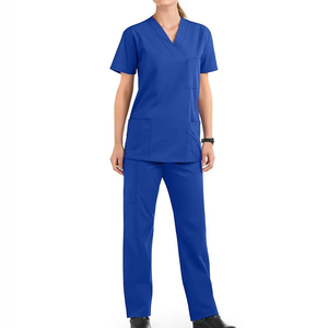 Uniforme Médico para Mujer, Conjunto de Blusa de Manga Corta y Pantalones Jogger, Uniformes para Enfermeras, Cuello Alto, Manga Corta - Product Image 1
