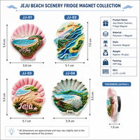 Imanes de Resina 3D Personalizados de la Playa de Jeju, Imán de Refrigerador con Paisaje de Conchas Marinas para Viajes, Venta Minorista y Comercio de Recuerdos