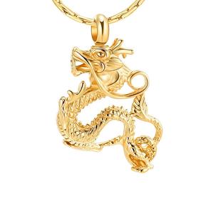 เครื่องประดับเถ้ากระดูกสีทองสำหรับขี้เถ้าสแตนเลสสร้อยคอใส่เถ้ากระดูกมังกรสำหรับผู้หญิงผู้ชายขนาดตามต้องการ - Product Image 1