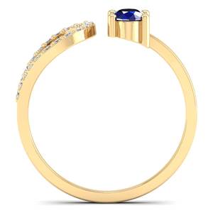 แหวนเงินแท้ 925 ดีไซน์ใหม่จาก REYES ประดับพลอยไพลินสีน้ำเงินและมอยส์ซาไนต์ ปรับขนาดได้ เหมาะเป็นของขวัญแต่งงาน เครื่องประดับคุณภาพสำหรับผู้หญิง - Product Image 4