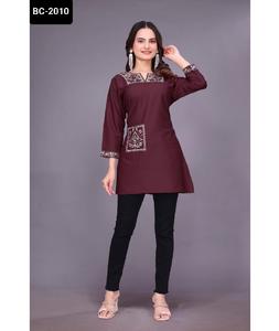 Collections indiennes à la mode et décontractées Shot Rayon Kurtis avec un beau travail de broderie avec un motif de poche Daily Wear Kurtis - Product Image 1