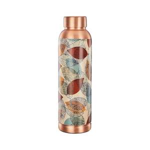 Botella de Agua de Cobre Puro de Gran Capacidad con Estampado de Mandala Colorido, Ecológica, con Tapa y Recubrimiento de Laminación Protectora Premium para Yoga - Product Image 1