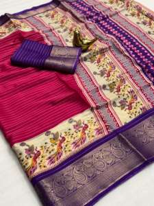 ผ้าส่าหรีสำหรับผู้หญิงพิมพ์ลาย dola Silk ใส่ไปงานปาร์ตี้ออกแบบทำในอินเดีย - Product Image 2