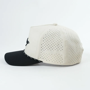 VN Factory Customized 5-<b>Panel</b> Golf Hat 100% Polyester Baseball Cap Laser Cut Holes Rubber PVC <b>Patch</b> Front Side Logo Sewing - Product Image 4