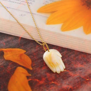 925 plata esterlina Hamsa tallado a mano madre de perla colgante piedra Natural collar de mujer joyería a granel productor fabricado - Product Image 4