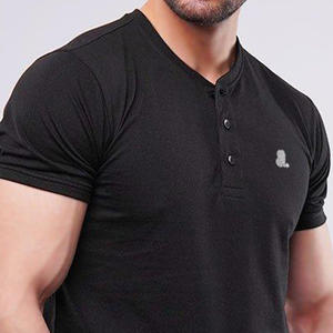 Camiseta Henley de Manga Corta para Hombre al por Mayor, con 2 o 3 Botones, Logotipo Personalizado, Camiseta Henley de Algodón para Hombre - Product Image 2