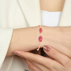 18k Rose Gold Plated High Finish Adjustable Bezel Setting Natural Thulite Oval Marquise Shape Twister Bracelet <b>Men</b> Women Gifts - Product Image 4
