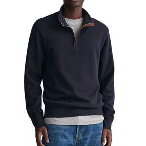 เสื้อฮู้ดแขนยาวผู้ชาย คอปกพับได้ ผ้าคอตตอนถัก สีพื้น ซิป ¼  น้ำหนัก 500 กรัม แฟชั่นใหม่ ป้ายสั่งทำได้ - Product Image 4