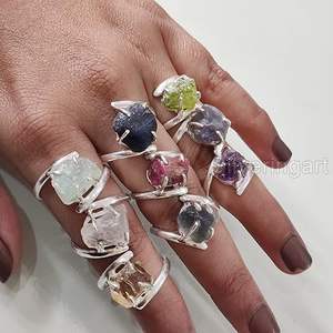 Anillo de Piedras Preciosas en Bruto para Mujer, Esmeralda Natural, Zafiro, Tanzanita, Herkimer, Joyería de Plata de Ley 925 - Product Image 5