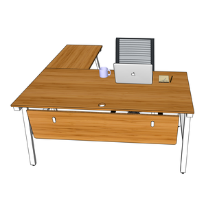 BFAB010-160x160cm Bamboo L-Shaped <b>Desk</b> with Adjustable Height <b>Foldable</b> and Feature Drawer for Home <b>Office</b> Wood Material - Product Image 3