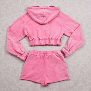 <b>Men's</b> <b>Zip</b>-<b>Up</b> Breathable Solid Knitted Crop <b>Top</b> Short Set Hooded Collar Embroidered Logo Casual Winter Sweatsuit Long Sleeve Plus - Product Image 2