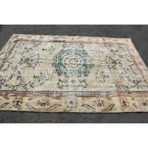 พรมตุรกี, พรมขนาดใหญ่ 5.6x8.8 ฟุต, พรมขนสัตว์สีเบจ-น้ำเงิน - Product Image 3