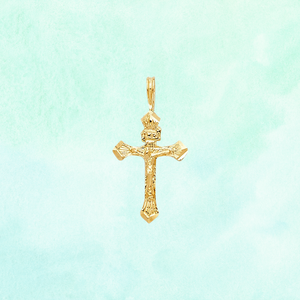Pendentif crucifix religieux classique Jésus, médaillon plaqué or jaune, bijoux chrétiens en alliage, femmes, hommes, enfants, zircon - Product Image 6