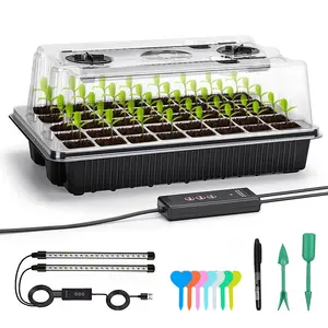 BAVAGREEN In Stock 40 Cells Humidity Domes Germination Kit Garden Nursery Plant Seedling Grow Box With 2 LED Grow Light Bar