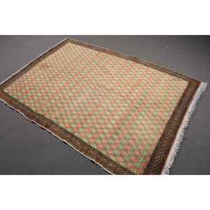 Alfombra Vintage de 4.4x6.4 pies, Alfombra Turca, Alfombra de Camuflaje Verde - Product Image 1