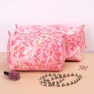 Ensemble de trousses de toilette de voyage en coton écologique de style vintage fait main, fermeture à glissière, résistant à l'eau, grande capacité - Product Image 3