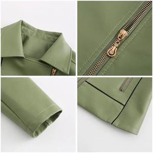 Chaqueta de cuero PU personalizada para mujer, estilo casual, tipo motociclista, para primavera y otoño, color negro. - Product Image 4