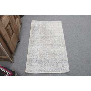 พรมตุรกี, พรมวินเทจขนาด 1.9x3.4 ฟุต, พรมขนสัตว์เปอร์เซียสีเทา - Product Image 1