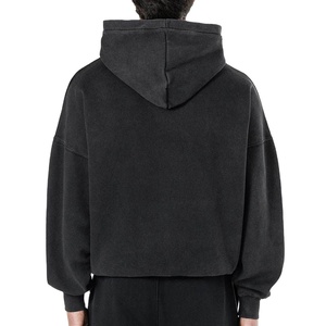 Sudadera con Capucha de Algodón 100% con Mangas Largas, Estilo Lavado Ácido, de Moda, Superventas, Fabricada en Fábrica, Negra, Unisex, Transpirable 2026 - Product Image 4