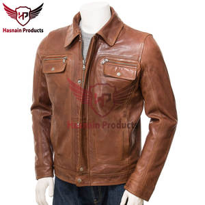 เสื้อแจ็กเก็ตหนังสีน้ำตาลคุณภาพระดับพรีเมียมของผู้ชายเสื้อแจ็กเก็ตสตรีทสตรีทฤดูหนาวคุณภาพสูงแบบกำหนดเองได้ทำด้วยมือสำหรับแฟชั่น - Product Image 3