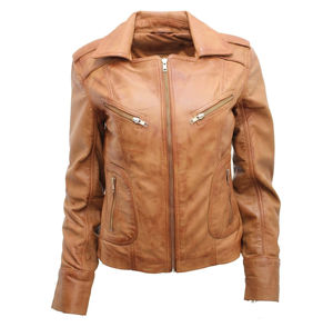 Chaqueta de Cuero para Mujer, Venta Caliente, OEM, en Cuero Genuino con Cuello Alto, Ajuste Personalizado, Ropa de Abrigo de Invierno, de Proveedor Pakistaní - Product Image 1
