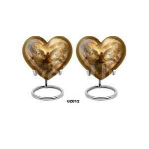 Venta caliente urna de cremación católica de corazón de aluminio azul para cenizas humanas urna de recuerdo decorativa con bolsa de terciopelo gratis - Product Image 5