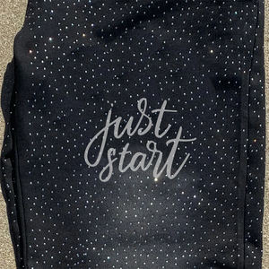 กางเกงวอร์มสีบานสำหรับออกกำลังกายกางเกงวอร์มขอบบานประดับพลอยเทียมยืดหยุ่นสีดำมีโลโก้พิมพ์ลายหน้าจอ - Product Image 3