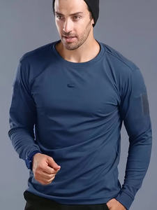 Camiseta de manga larga táctica de secado rápido para hombre, 100% algodón, tela transpirable que absorbe la humedad, elástica personalizable ecológica - Product Image 3