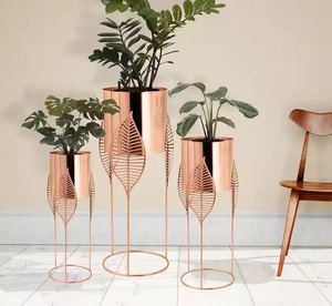 Elegant hammered copper planter set perfect for indoor plants stylish home accent for living rooms <b>shelves</b> and windows - Product Image 2