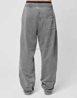 2025 hommes lavage à l'acide 100% coton tricoté Baggy pantalons de survêtement Logo personnalisé haute mi-taille coupe ample poids lourd jambe large polaire dentelle