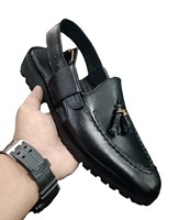 Vente de gros OEM Sandales d'extérieur en cuir pour homme avec fermeture à crochet et boucle à réglage rapide Respirantes et légères pour voyager et marcher Logo