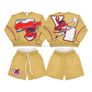 Ensemble 2 pièces pour homme et femme : T-shirt court en coton surdimensionné et short vintage délavé à l'acide - Product Image 2