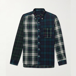 Nouvelle arrivée chemise en flanelle patchwork chemises en flanelle à carreaux boutonnées pour hommes - Product Image 5