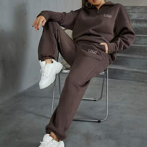 ชุดเซ็ตเสื้อผ้าแฟชั่นฤดูหนาวแบบสั้น ปักโลโก้ตามสั่ง คอสูง ซิปครึ่งตัว เสื้อฮู้ดมีเชือกผูก 2 ชิ้น - Product Image 6