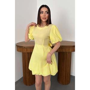 Vestido de Lino Amarillo con Espalda Descubierta - Amarillo - Product Image 3