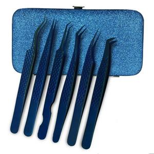 Pinzas para extensiones de pestañas de acero inoxidable, ventiladores prefabricados, puntas de fibra, fuente de alimentación Manual - Product Image 4