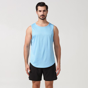 Camiseta con estampado personalizado para hombre Dry Fit Gym Running, Chaleco de sudor de color sólido, Camiseta deportiva transpirable con cuello redondo para hombre - Product Image 2