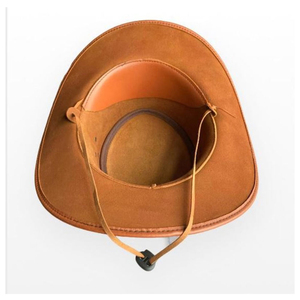 Chapeau de Cowboy Western en cuir marron de qualité supérieure hommes femmes clouté conception Steampunk imprimé Deadman chapeau haut de forme Costume d'Halloween - Product Image 6