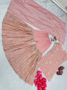 Lancement d'un nouveau modèle de vêtements de soirée de marque Look Top Bottom et Dupatta Set Sequence Work Dress Entièrement cousu Prêt à porter Costume - Product Image 4