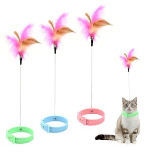 <b>Cat</b> Collar Teaser <b>Toy</b> with Moving Feather Adjustable Fun <b>Interactive</b> Pet Collar - Product Image 1