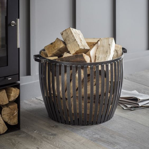 Firewood holder for indoor and outdoor garden and home accessories handmade item made by wooden and metal cus