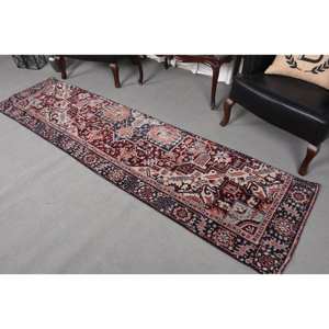 Alfombra extragrande vintage turca con rayas rojas y azules, 24x9 pies - Product Image 4