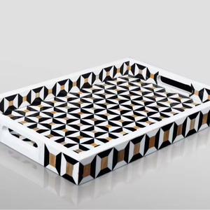 ถาดเสิร์ฟงานฝีมืออินเดียคุณภาพสูง ทนทาน ดีไซน์ทันสมัย ประดับด้วยกระดูกงาช้าง เหมาะสำหรับโรงแรม ร้านอาหาร และใช้ในบ้าน ขายส่ง - Product Image 1