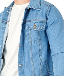 Hot Sale New Arrival Men's Stand Collar Jeans Jacket Unique Style Breathable Winter Jacket with Front Logo Best <b>Material</b> - Product Image 4