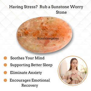 Pierre de soleil pierre d'inquiétude cristal ovale pouce pierre précieuse thérapie de cristal naturel Reiki Massage Chakra pierres d'inquiétude pour l'anxiété - Product Image 4