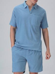 Conjunto Deportivo Informal de Algodón Transpirable de Alta Calidad para Hombre, MOQ Bajo, Camiseta de Manga Corta y Pantalones Cortos, Conjunto de 2 Piezas - Product Image 4