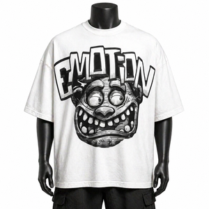 Custom Oversized <b>White</b> Graphic T Shirt Cotton Streetwear Typography Print Drop Shoulder <b>Tee</b> Wholesale Apparel - Product Image 1