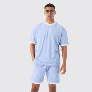 ชุดกางเกงขาสั้นและเสื้อยืดผ้าฝ้ายโอเวอร์ไซส์สำหรับผู้ชายชุดกางเกงขาสั้นและเสื้อยืด100% ดีไซน์ใหม่สำหรับฤดูร้อน2025 - Product Image 1