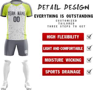 ชุดเสื้อฟุตบอลของผู้ชายชุดเสื้อฟุตบอลผ้าโพลีเอสเตอร์พิมพ์ลายลอกลายด้วยความร้อน100% สำหรับผู้ใหญ่แห้งเร็ว - Product Image 5