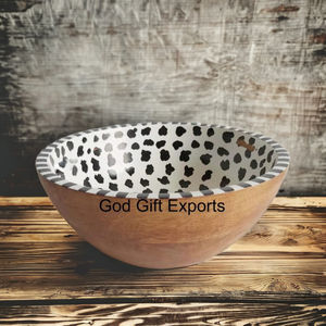 Cuenco para servir ensalada de madera de mango pulido personalizado, nuevo diseño con vajilla de fabricante, cuenco decorativo para servir comida de madera - Product Image 3